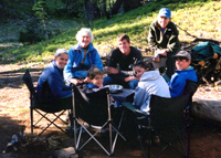 A family enjoying a packtrip.